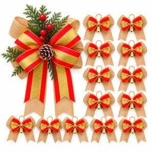 Combo Navideño Rustico Rojo Dorado Pino x 14 Unid.