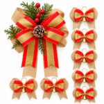 Combo Navideño Rustico Rojo Dorado Pino x 8 Unid.